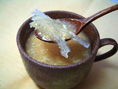 カット寒天とスイートコーンの中華風スープ